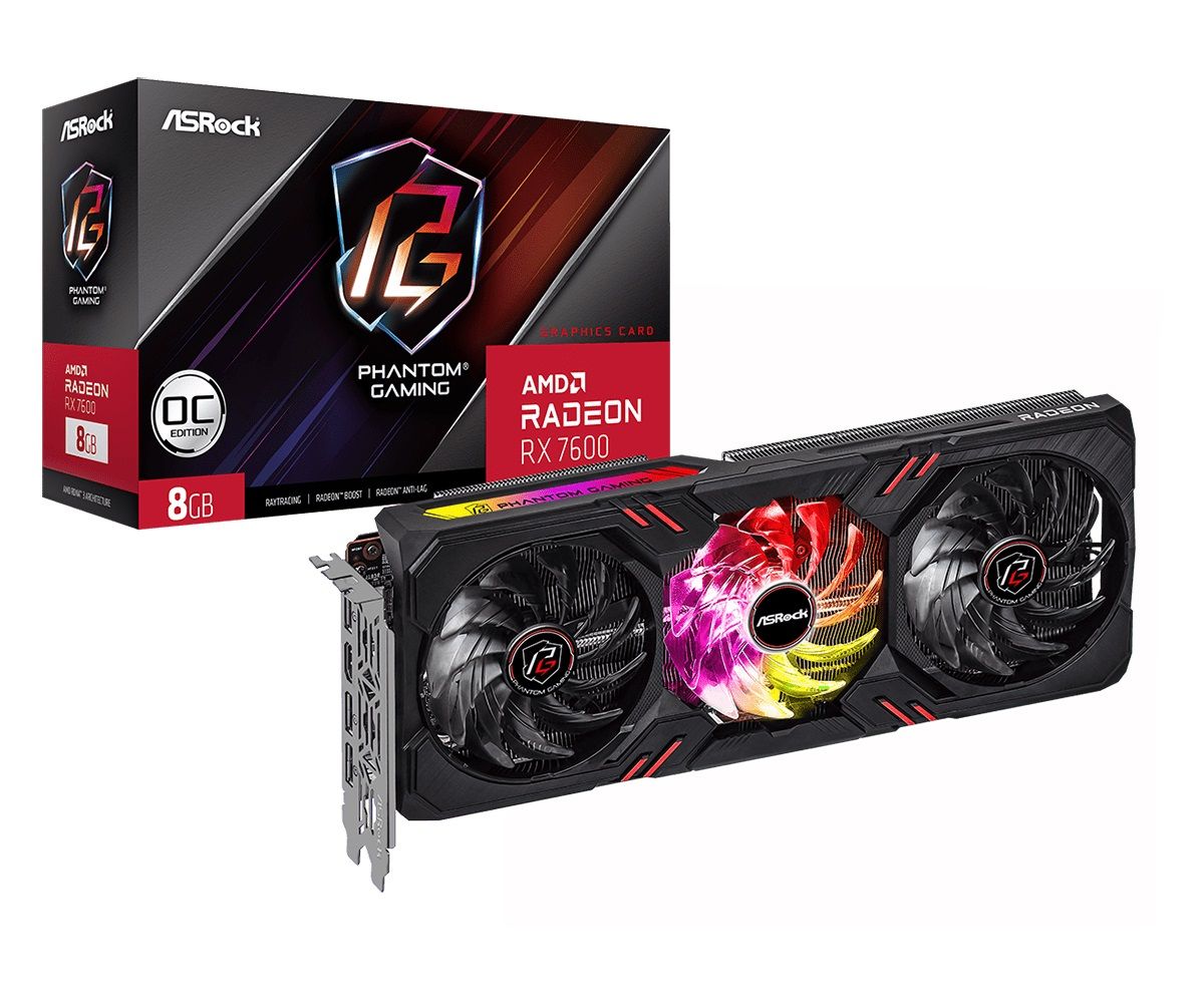 ASRock Radeon RX 7600 Phantom Gaming OC 8G, 8GB GDDR6