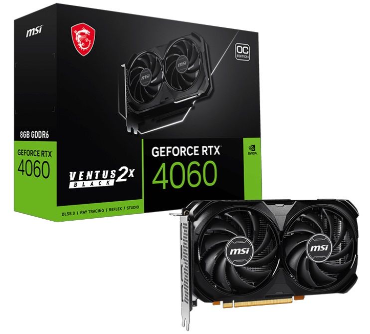 MSI GeForce RTX 4060 Ventus 2X Black 8G OC, 8GB GDDR6