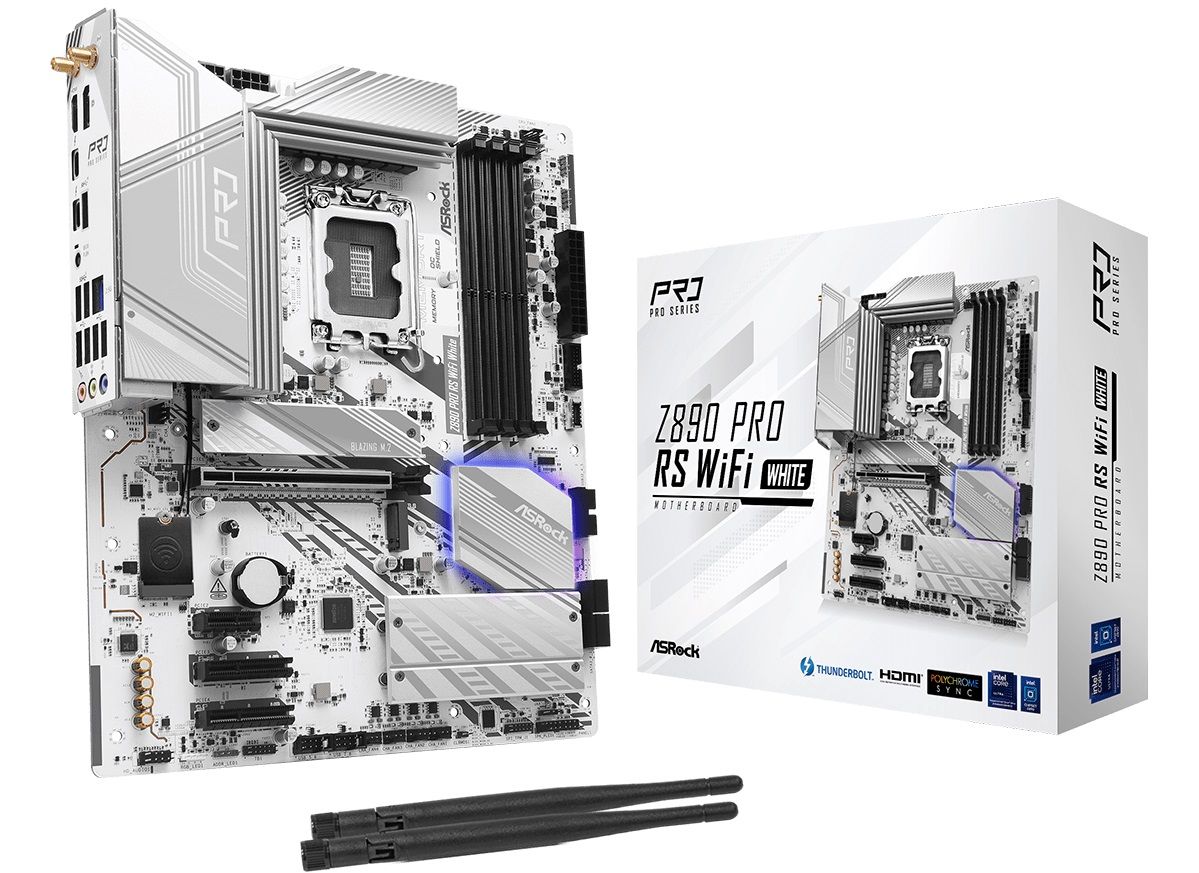ASRock Mainboard Desktop Z890 PRO RS WIFI WHITE (LGA1851, DDR5, ATX)