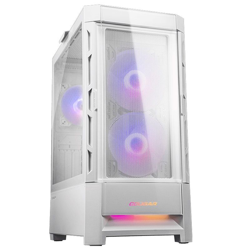 COUGAR | Duoface RGB White | PC Case | Mid Tower / Airflow Front Panel / 2 x 140mm &amp; 1x 120mm ARGB Fans incl. / TG Left Panel