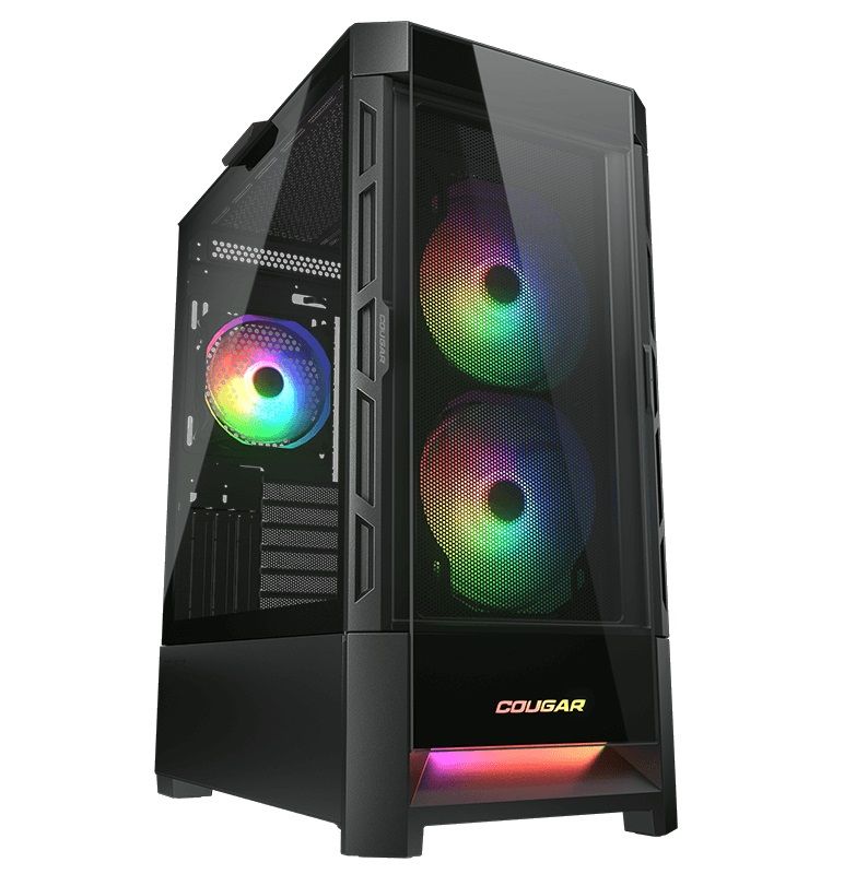 COUGAR | Duoface RGB Black | PC Case | Mid Tower / Airflow Front Panel / 2 x 140mm &amp; 1x 120mm ARGB Fans incl. / TG Left Panel