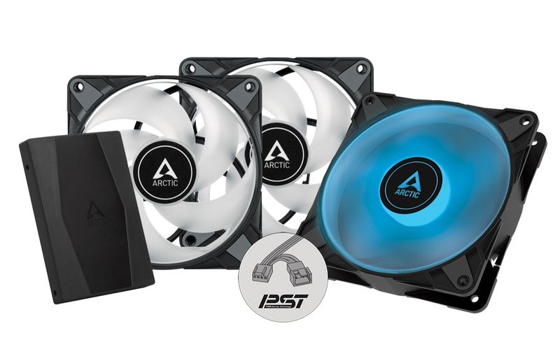 Arctic ventilator 120mm P12 PWM PST RGB Black, 3-Pack