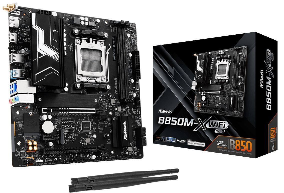 ASRock Mainboard Desktop B850M-X R2.0(AM5, 2x DDR5, mATX)