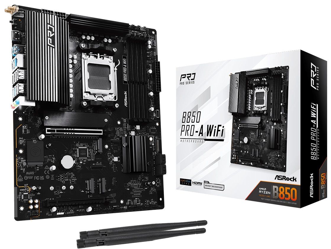 ASRock Mainboard Desktop B850 PRO-A WIFI(AM5, 4x DDR5, ATX)
