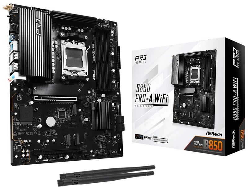 ASRock Mainboard Desktop B850 PRO-A WIFI(AM5, 4x DDR5, ATX)