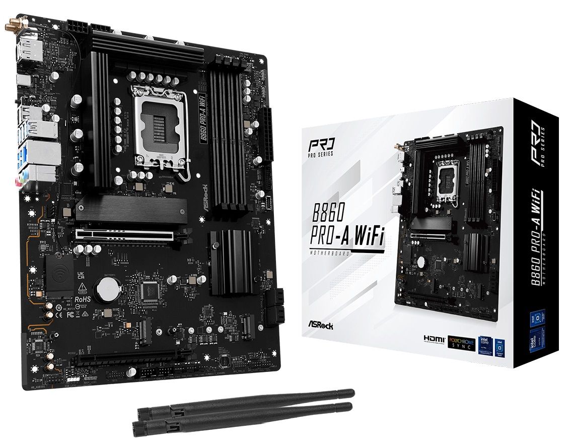 ASRock Mainboard Desktop B860 PRO-A WIFI(LGA1851, 4x DDR5, mATX)