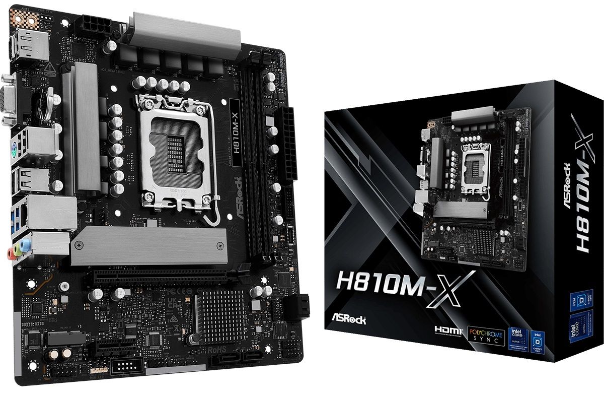 ASRock Mainboard Desktop H810M-X(LGA1851, 2x DDR5, mATX)