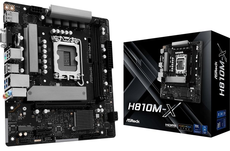 ASRock Mainboard Desktop H810M-X(LGA1851, 2x DDR5, mATX)