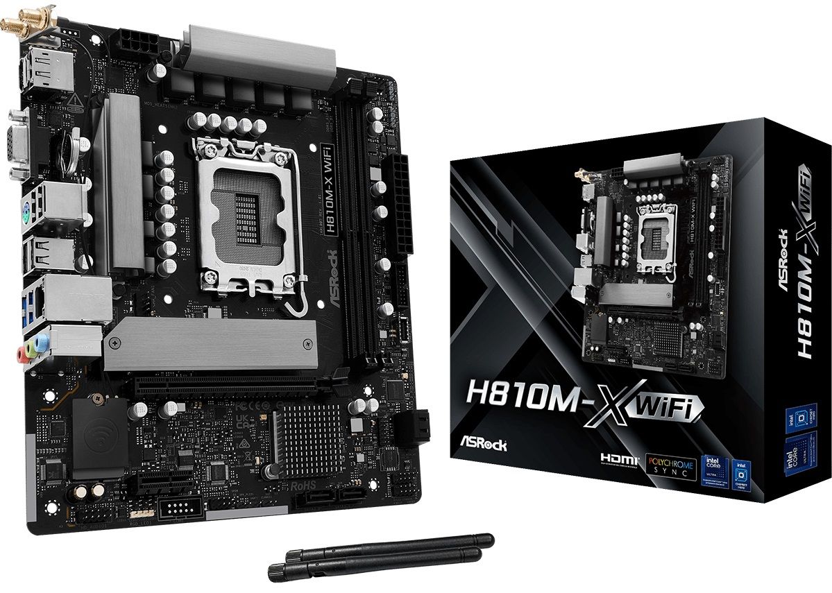 ASRock Mainboard Desktop H810M-X WIFI(LGA1851, 2x DDR5, mATX)