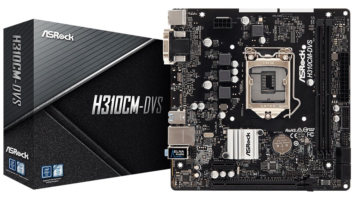ASRock Mainboard Desktop H310CM-DVS(LGA1151, 2x DDR4, mATX)