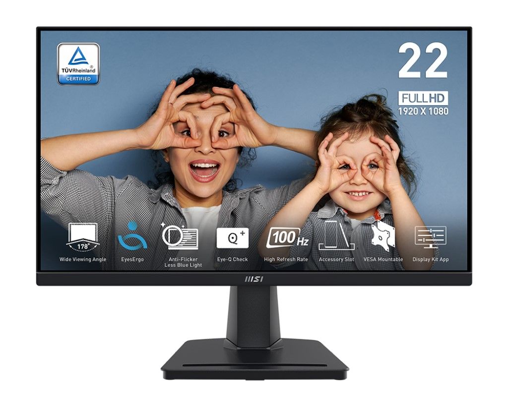 PRO MP225V, 21,45&quot;, 16:9, Panel VA, 1920x1080, 300 cd/m2, Kontrast 4.000:1, 178°, 178°, 1 ms, D-Sub (VGA), HDMI, Ravni, Boja Crna, Postolje tilt, Frekvencija osvježavanja 100Hz