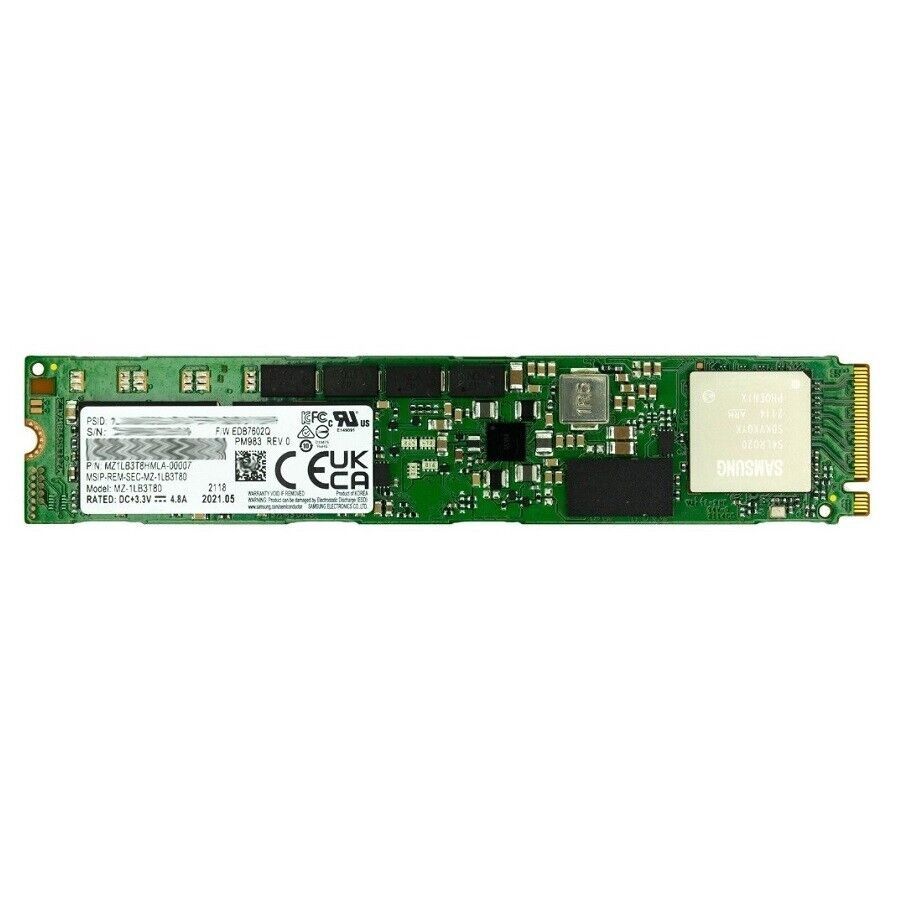 SAMSUNG PM983 3.84TB Data Center SSD, M.2, PCIe Gen3 x4, Read/Write: 3000/1400 MB/s, Random Read/Write IOPS 480K/42K