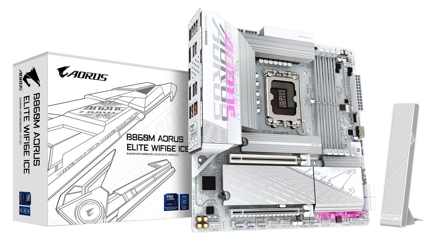 GIGABYTE Mainboard Desktop B860M AORUS ELITE WIFI6E ICE(LGA1851, 4x DDR5, mATX)
