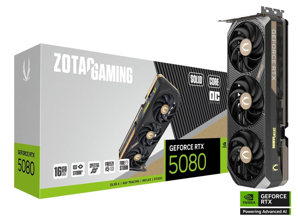 ZOTAC Gaming GeForce RTX 5080 Solid Core 16G OC, 16GB GDDR7