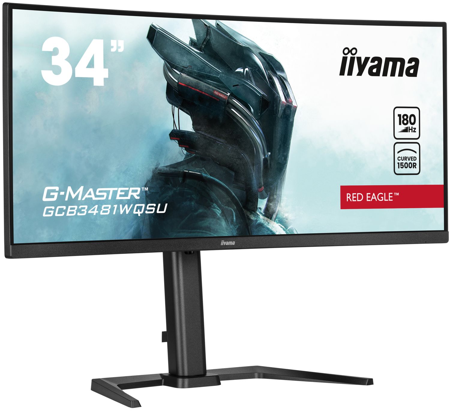 IIYAMA 34&quot; G-Master GCB3481WQSU-B1 UWQHD (3440×1440) zakrivljeni VA, 180Hz, 21:9, 0.3ms, 500cd/m2, 4000:1, 2×HDMI/2×DP, 4×USB3.2, FreeSync Premium, HA, zvučnici, crni