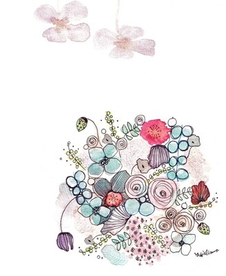 Design cards 4 pieces/ A colourful bouquet