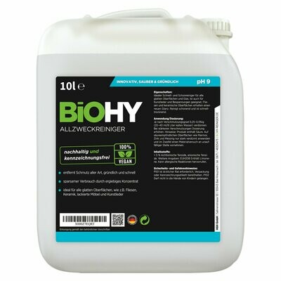 Limpiador multiusos Biohy /  Concentrado Multiusos para todos los superficies / 10 L