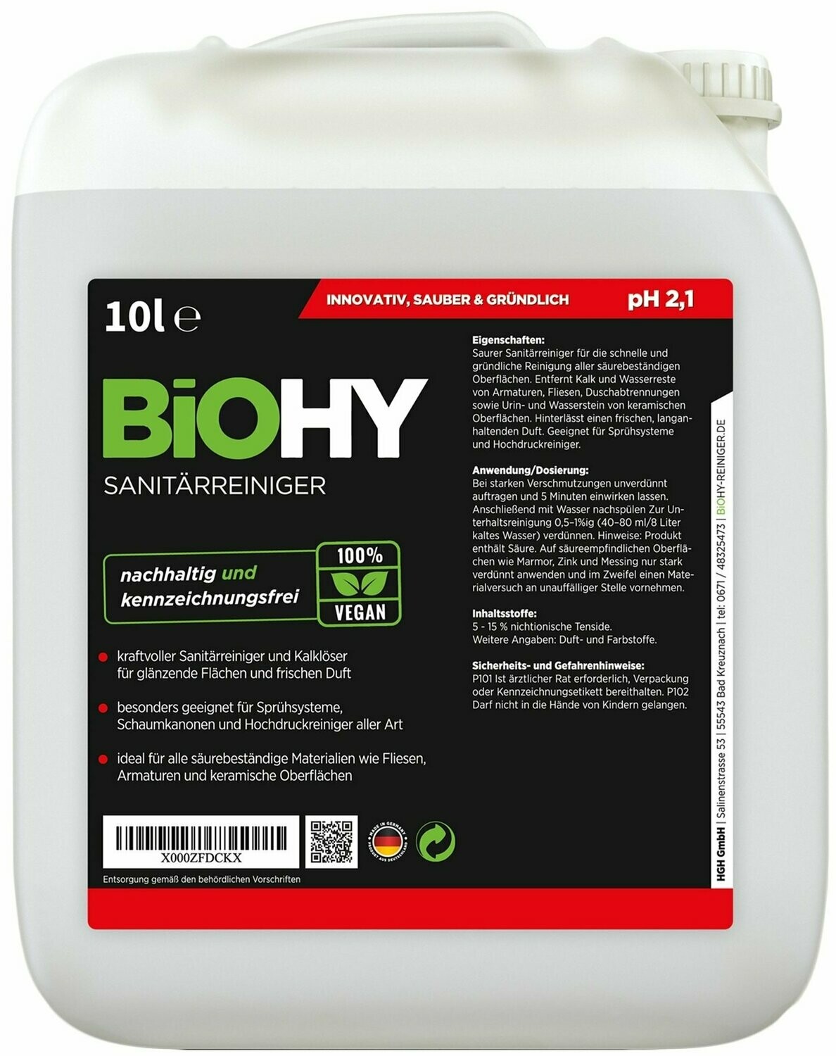 Limpiador de sanitarios / Limpieza ecológica / Concentrado / 10 L