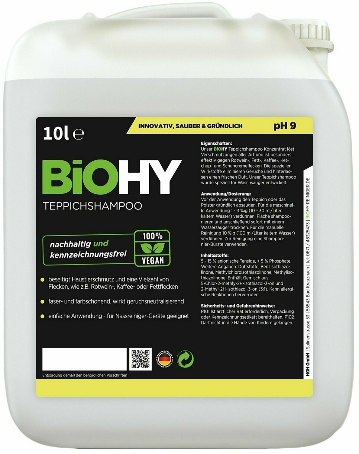 Limpiador de Alfombras / Limpieza ecológica / Concentrado / 10 L