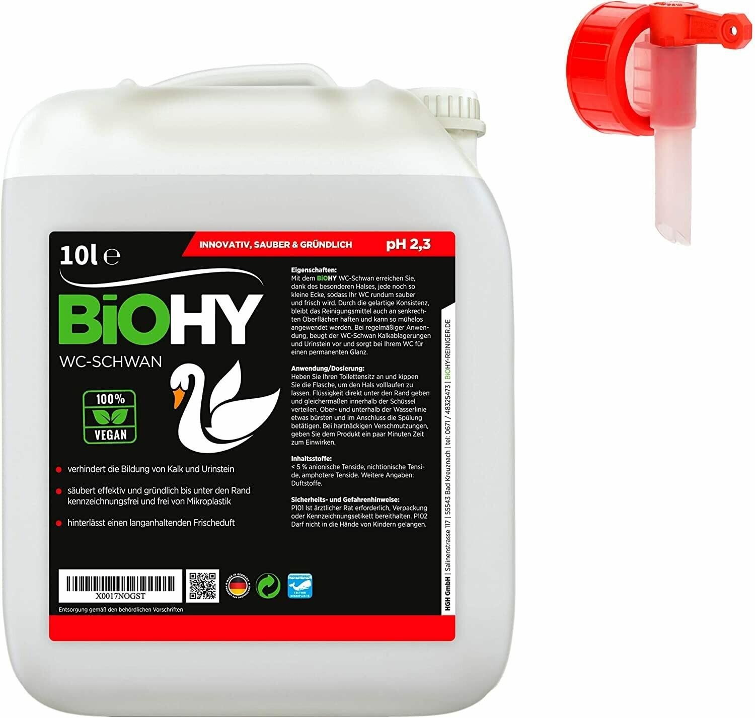 WC Cisne / Gloss Power Gel para una limpieza higiénica hasta el borde, con una agradable y duradera aroma fresca / 10 L