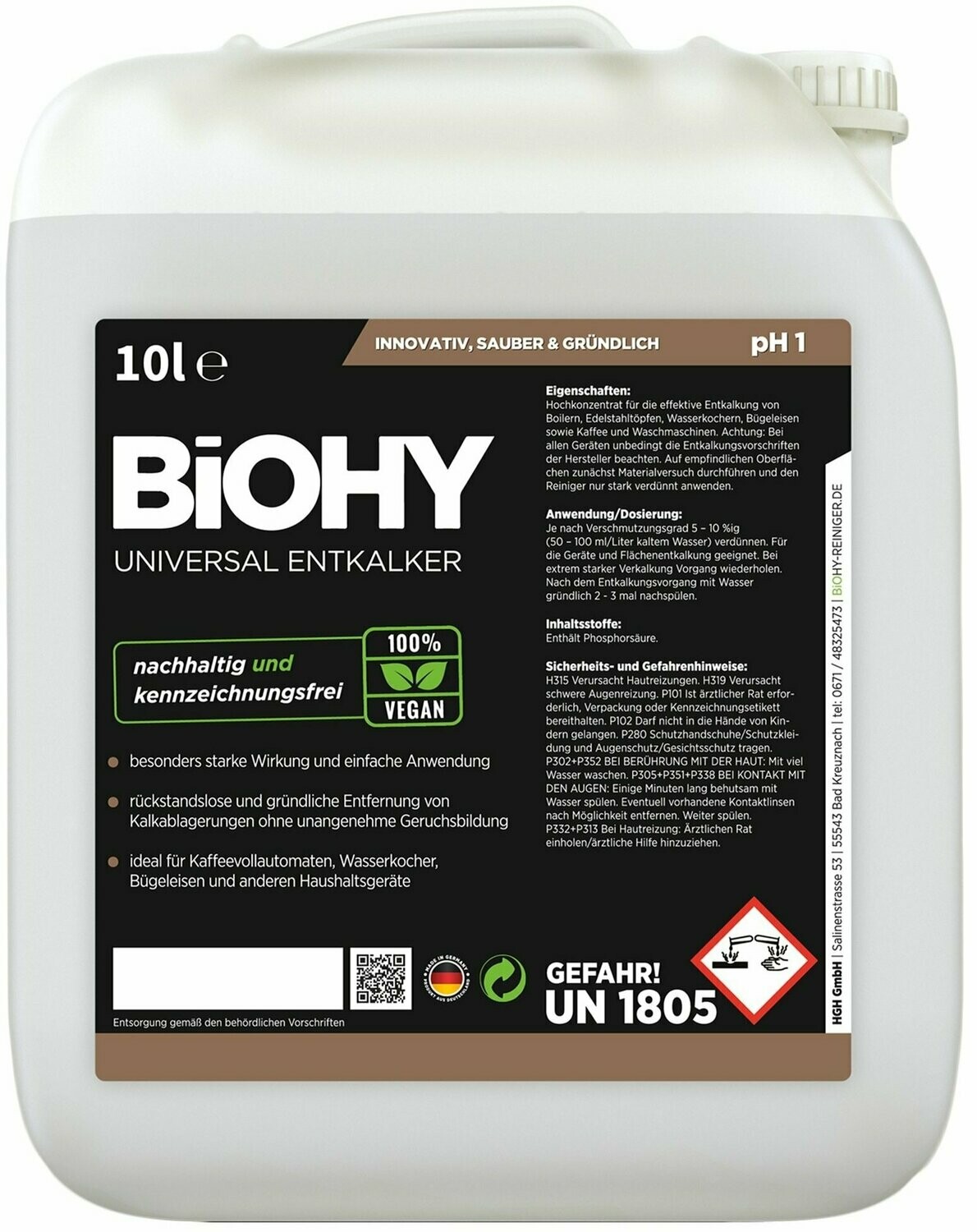 Descalificador Universal / Solución ecológica / Concentrado / 10 L