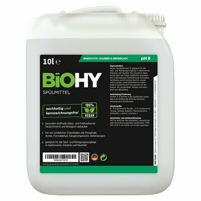 Lavavajillas a mano  / Libre de fosfatos / Libre de químicos dañinos y biodegradables / Adecuado para la restauración, la industria y el hogar / 10 L