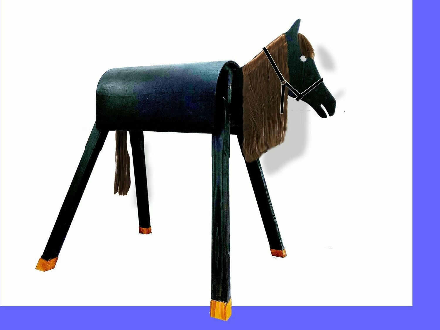 Holzpferd "Melody"  braune Mähne und Halfter schwarz