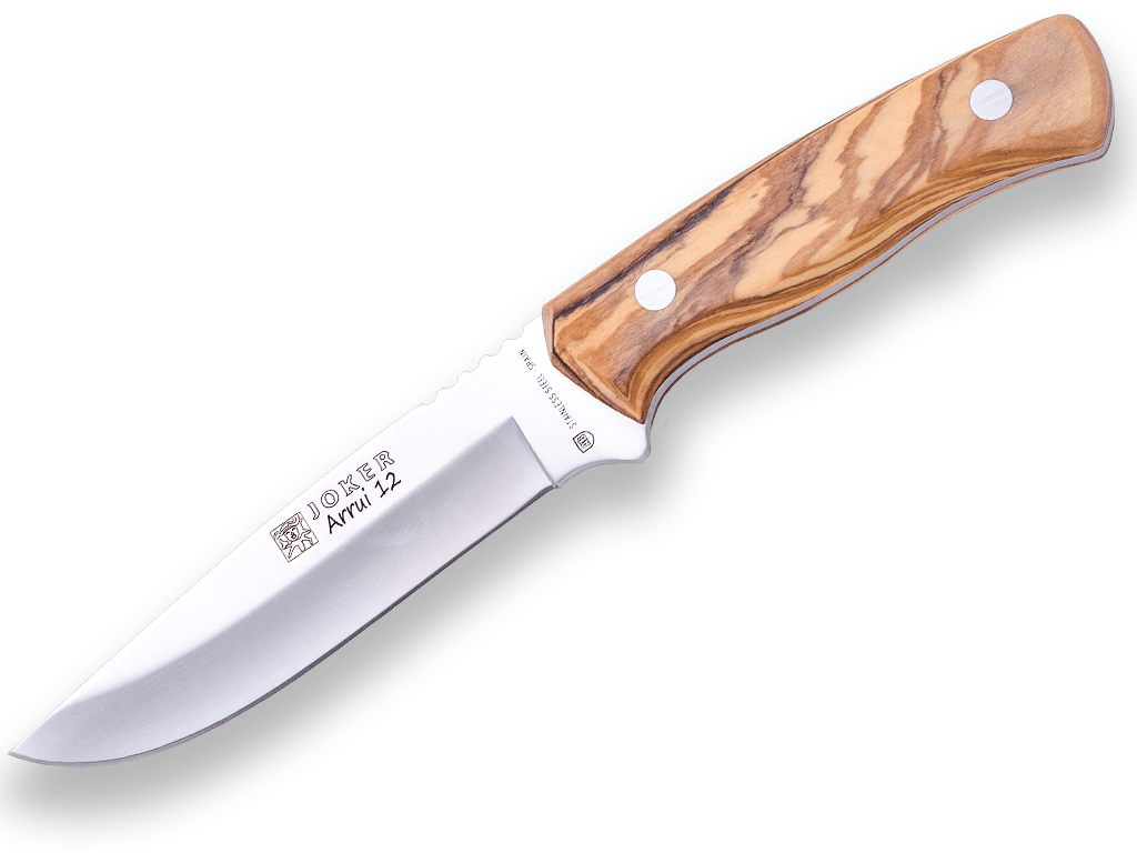 CUCHILLO BUSHCRAFT JOKER ARRUI 12 CM DE HOJA INOX 420 Y CACHAS MADERA DE OLIVO