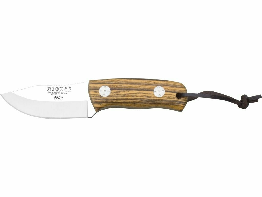 CUCHILLO BUSHCRAFT JOKER RABBIT CON CACHAS EN MADERA DE BOCOTE Y HOJA INOX DE 8,5 CM.