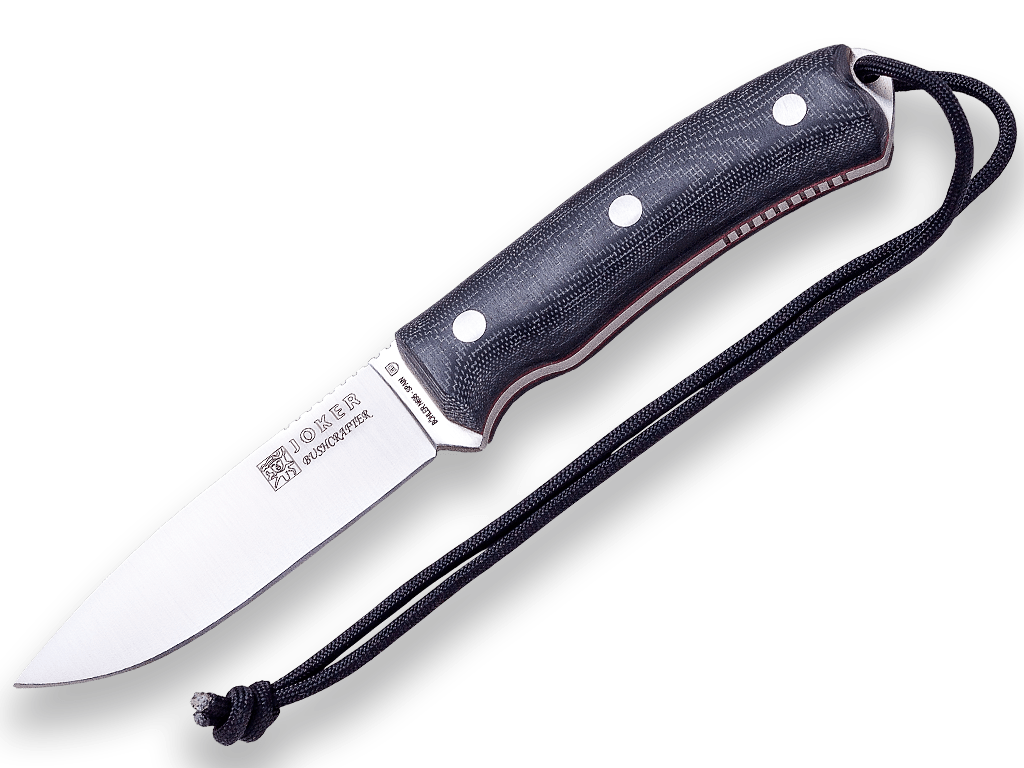 CUCHILLO BUSHCRAFT Y SUPERVIVENCIA JOKER BUSHCRAFTER EN MICARTA NEGRA.