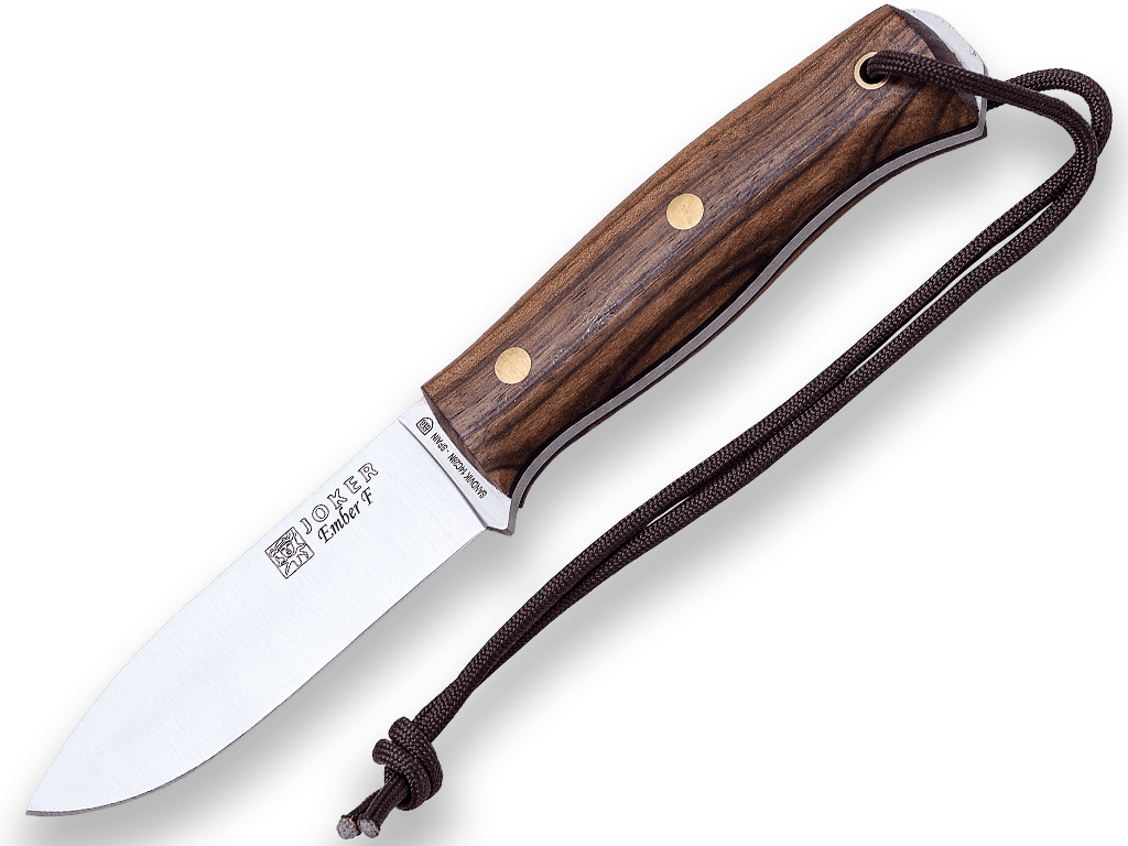 CUCHILLO BUSHCRAFT Y SUPERVIVENCIA JOKER EMBER FLAT MANGO DE NOGAL