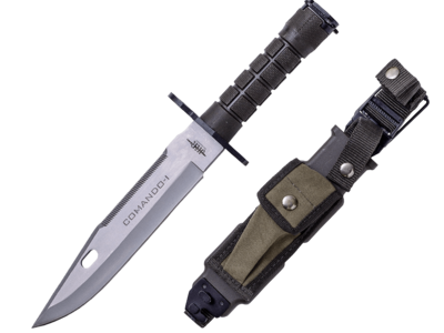CUCHILLO DE COMBATE JKR COMMANDO-I. MANGO DE ABS, HOJA DE 20 CM Y ACERO INOX. FUNDA DE NYLON-PVC.