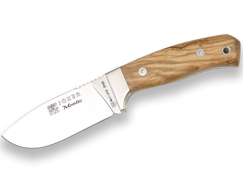 CUCHILLO DE MONTE CON CACHAS DE OLIVO VIROLA Y HOJA DE 10 CM.