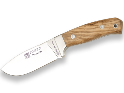 CUCHILLO DE MONTE CON CACHAS DE OLIVO VIROLA Y HOJA DE 10 CM.