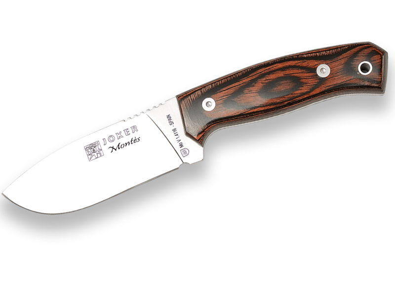 CUCHILLO DE MONTE CON HOJA DE 10,5 CM Y CACHAS DE MADERA ROJA