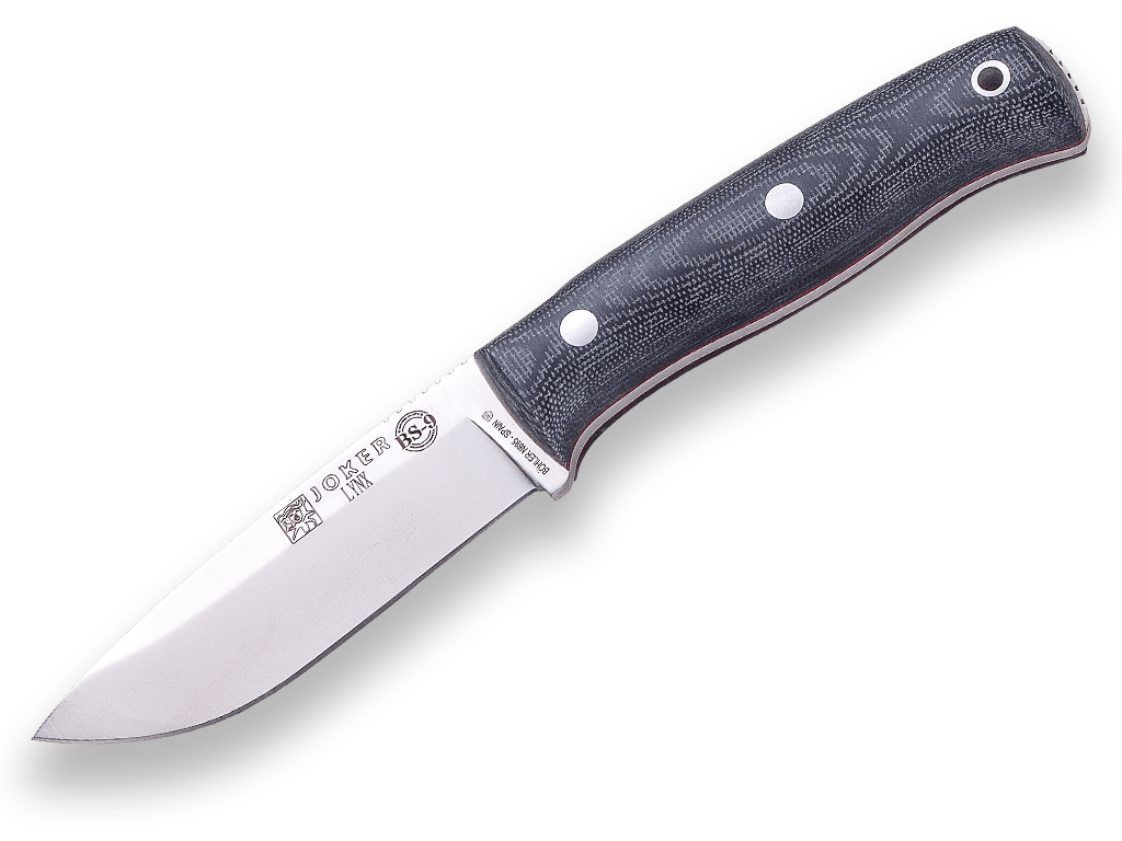 CUCHILLO BUSHCRAFT Y SUPERVIVENCIA JOKER BS9 LYNX. ACERO BÖHLER N695, MANGO CANVAS MICARTA, HOJA 10,5 CM. FUNDA KYDEX CON FERROCERIO INCLUIDA.