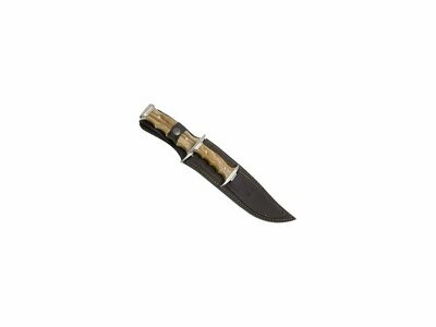 CUCHILLO CANGURO CON PUÑO ZAMAK-ABS HOJAS INOX DE 21CM Y 11CM Y FUNDA CUERO