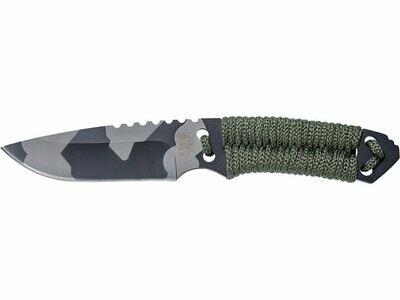 CUCHILLO CON PUÑO TRENZADO PARA USO SUPERVIVENCIA Y HOJA CAMUFLAJE DE 10 CM