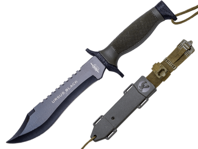 CUCHILLO DE COMBATE JKR URSUS BLACK. MANGO DE ABS, HOJA DE 18 CM Y ACERO INOX. FUNDA DE NYLON-PVC.