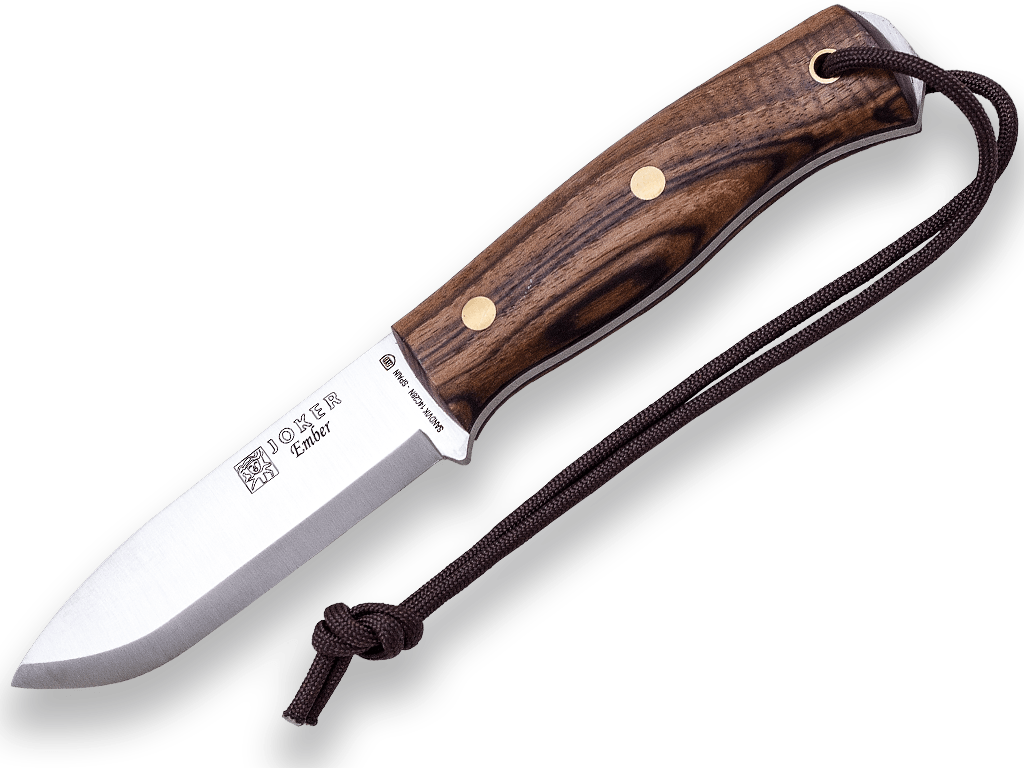 CUCHILLO BUSHCRAFT Y SUPERVIVENCIA JOKER EMBER SCANDI CACHAS EN NOGAL