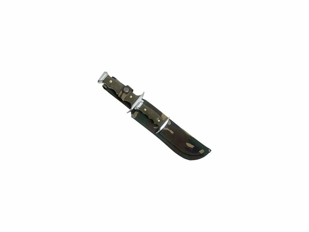 CUCHILLO CANGURO CON PUÑO ZAMAK-ABS HOJAS INOX DE 21CM Y 11CM Y FUNDA CAMUFLAJE