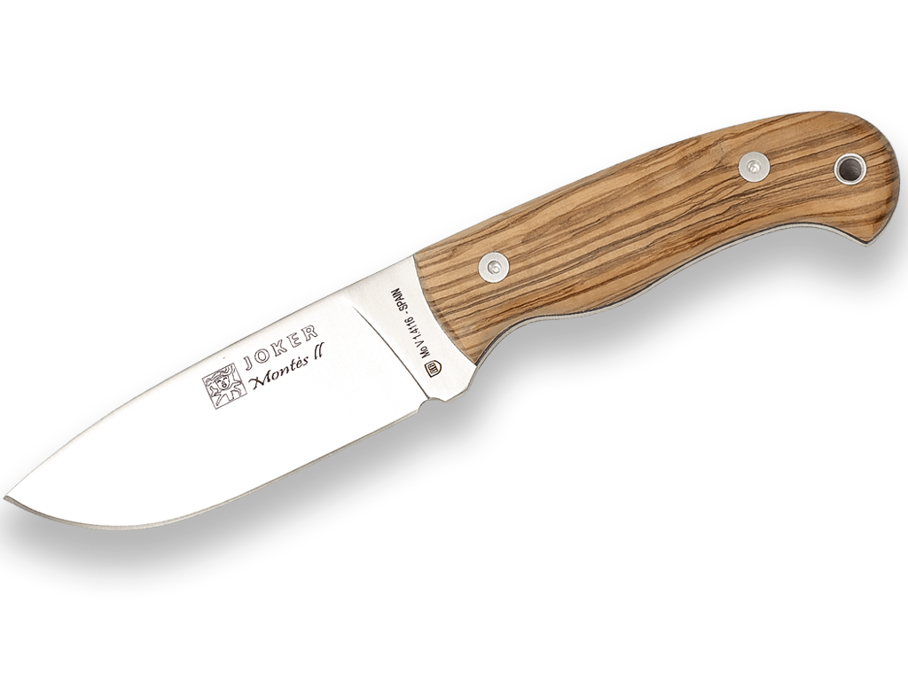 CUCHILLO DE MONTE ENTERIZO CON CACHAS DE OLIVO Y HOJA DE 11 CM.