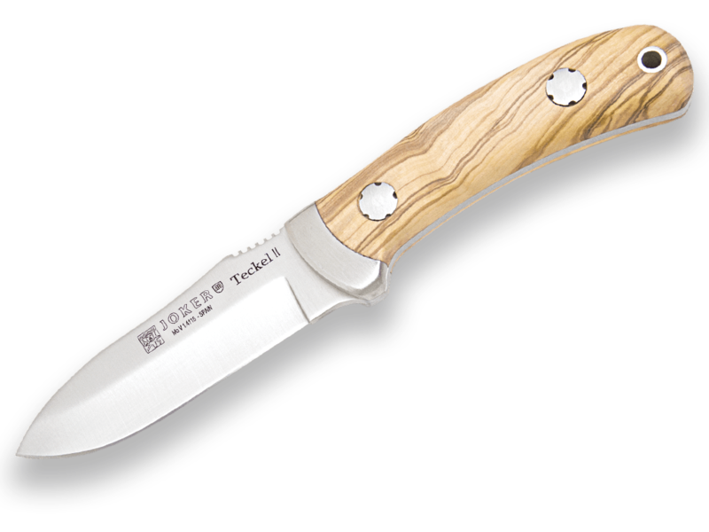 CUCHILLO DE MONTE ENTERIZO CON VIROLA CACHAS MADERA DE OLIVO Y HOJA DE 9 CM