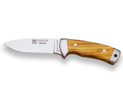 CUCHILLO MONTERO CON DOBLE VIROLA CACHAS DE OLIVO Y HOJA DE 10 CM.