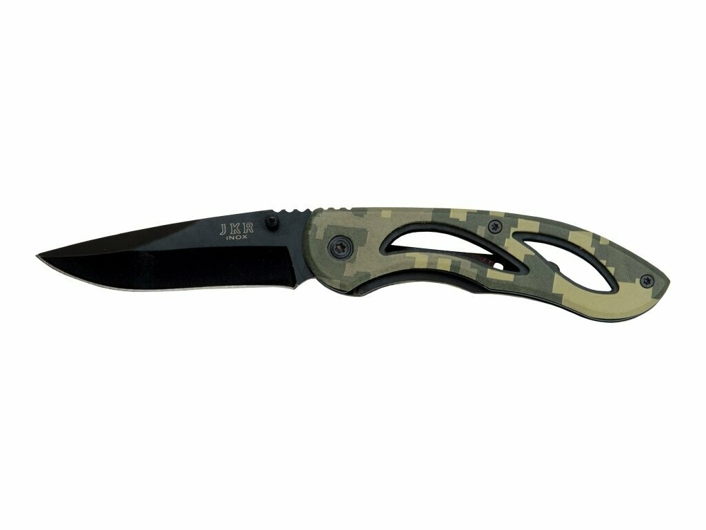 NAVAJA CON PUÑO CAMUFLAJE Y HOJA PAVONADA DE 7,5 CM