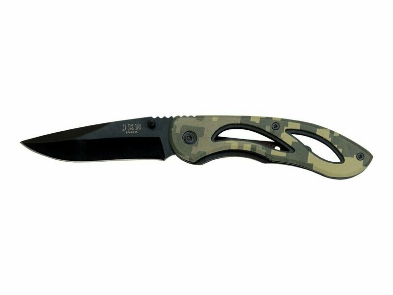 NAVAJA CON PUÑO CAMUFLAJE Y HOJA PAVONADA DE 7,5 CM