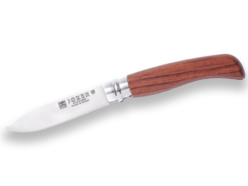 NAVAJA CON PUÑO DE BUBINGA VIROLA GIRATORIA Y DE SEGURIDAD Y HOJA DE 8 CM