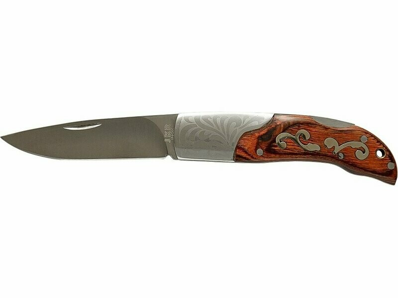 NAVAJA CON PUÑO DE MADERA DECORADA Y HOJA DE 6.5 CM