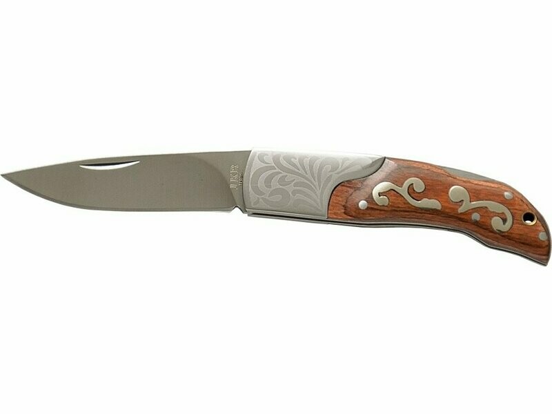 NAVAJA CON PUÑO MADERA DECORADA Y HOJA DE 6 CM