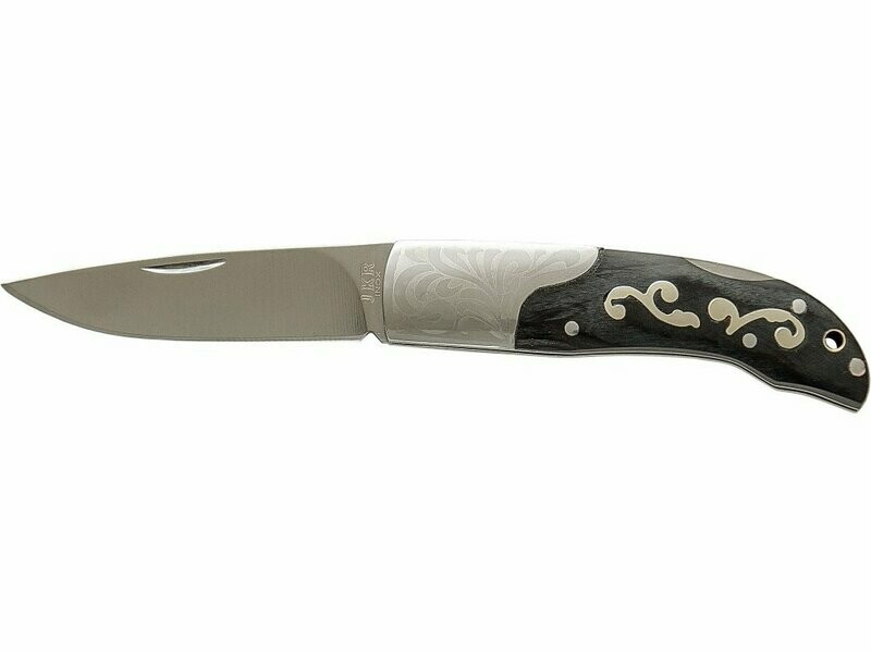 NAVAJA CON PUÑO MADERA DECORADA Y HOJA DE 6.5 CM